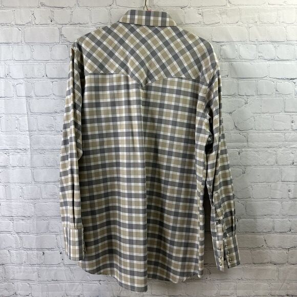 ELY Cattleman Western Pearl Snap‎ Shirt Large Plaid Silver Metallic Rodeo Cowboy - Picture 7 of 11
